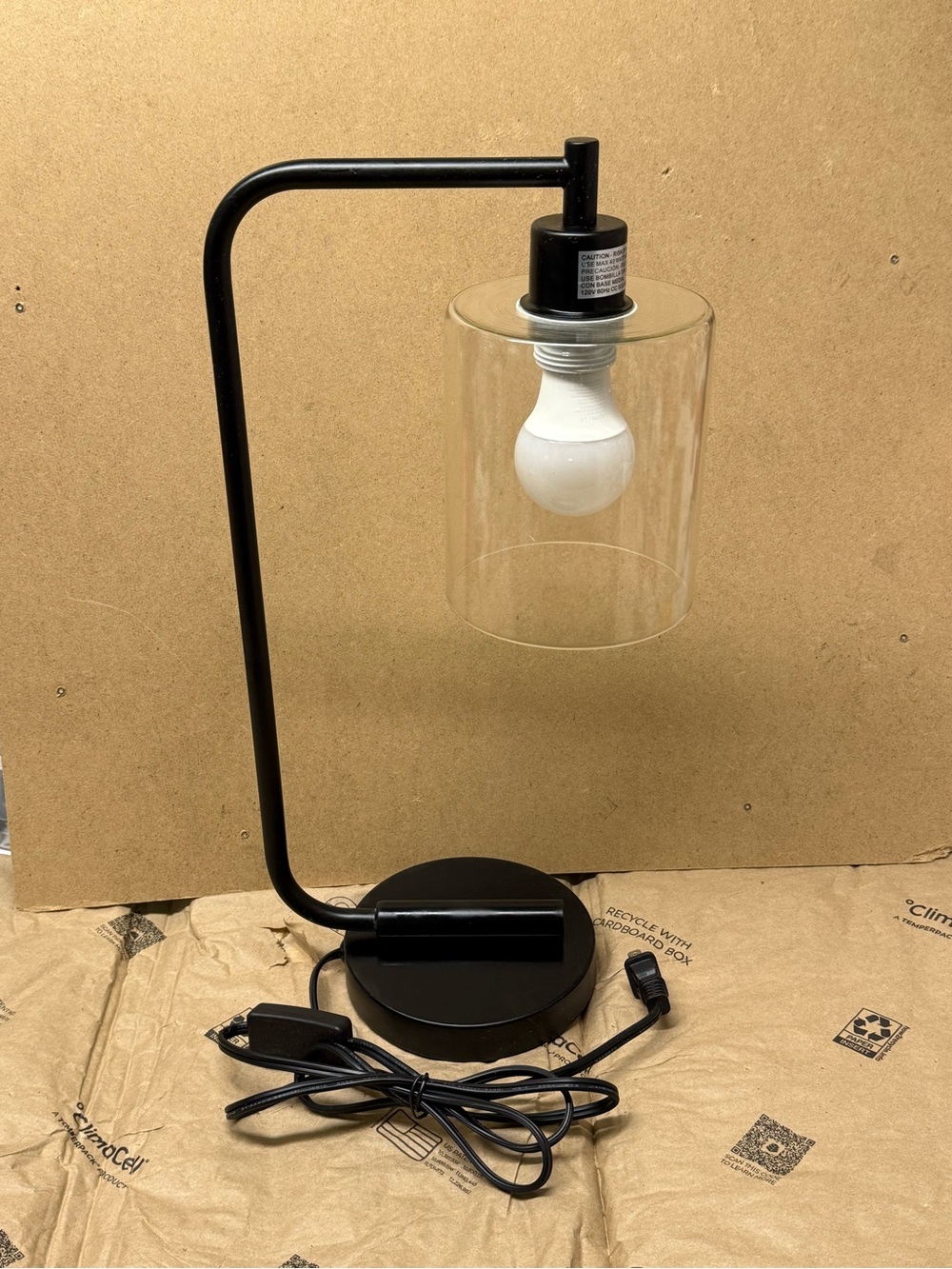 Marissa Right Angle Tempered Glass Shade Table Lamp